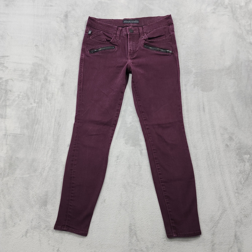Rock & Republic Jeans Womens 6 Purple Low Rise Kashmiere Skinny Stretch Denim